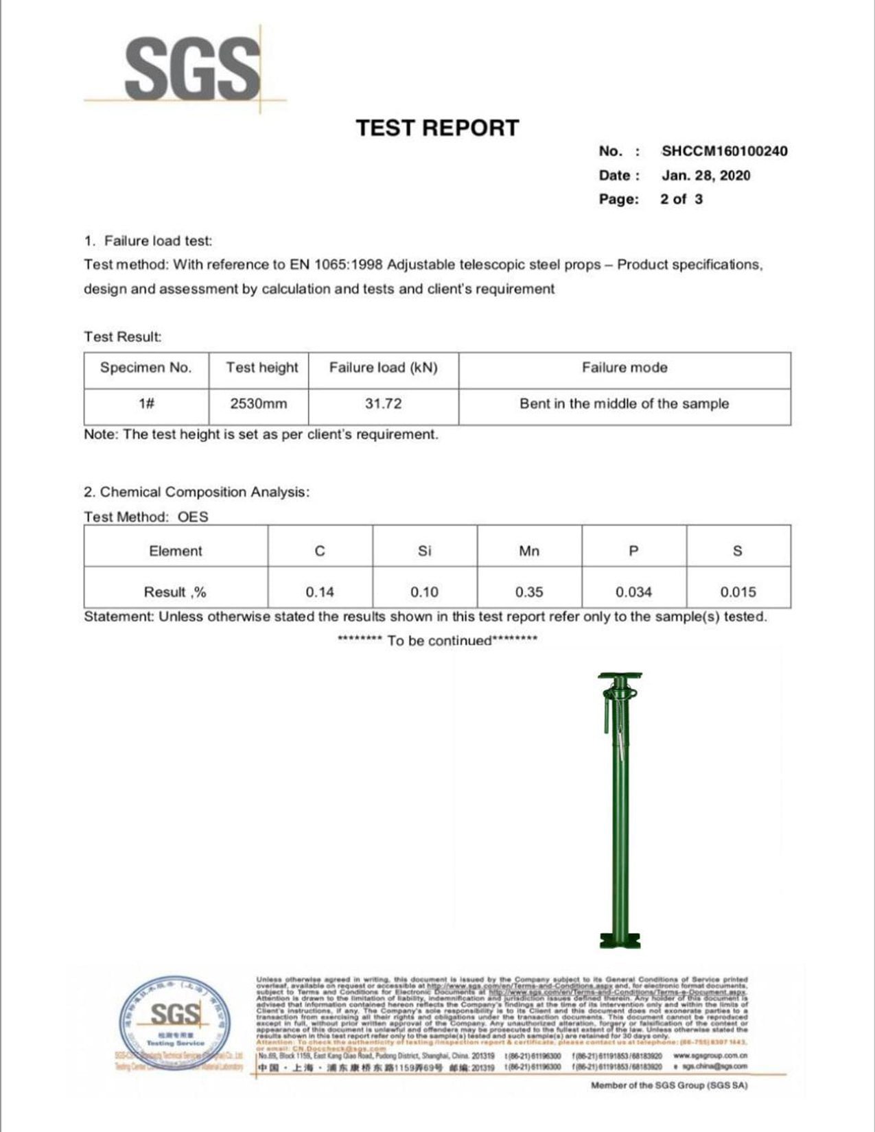 Acrow Props SGS Test Report